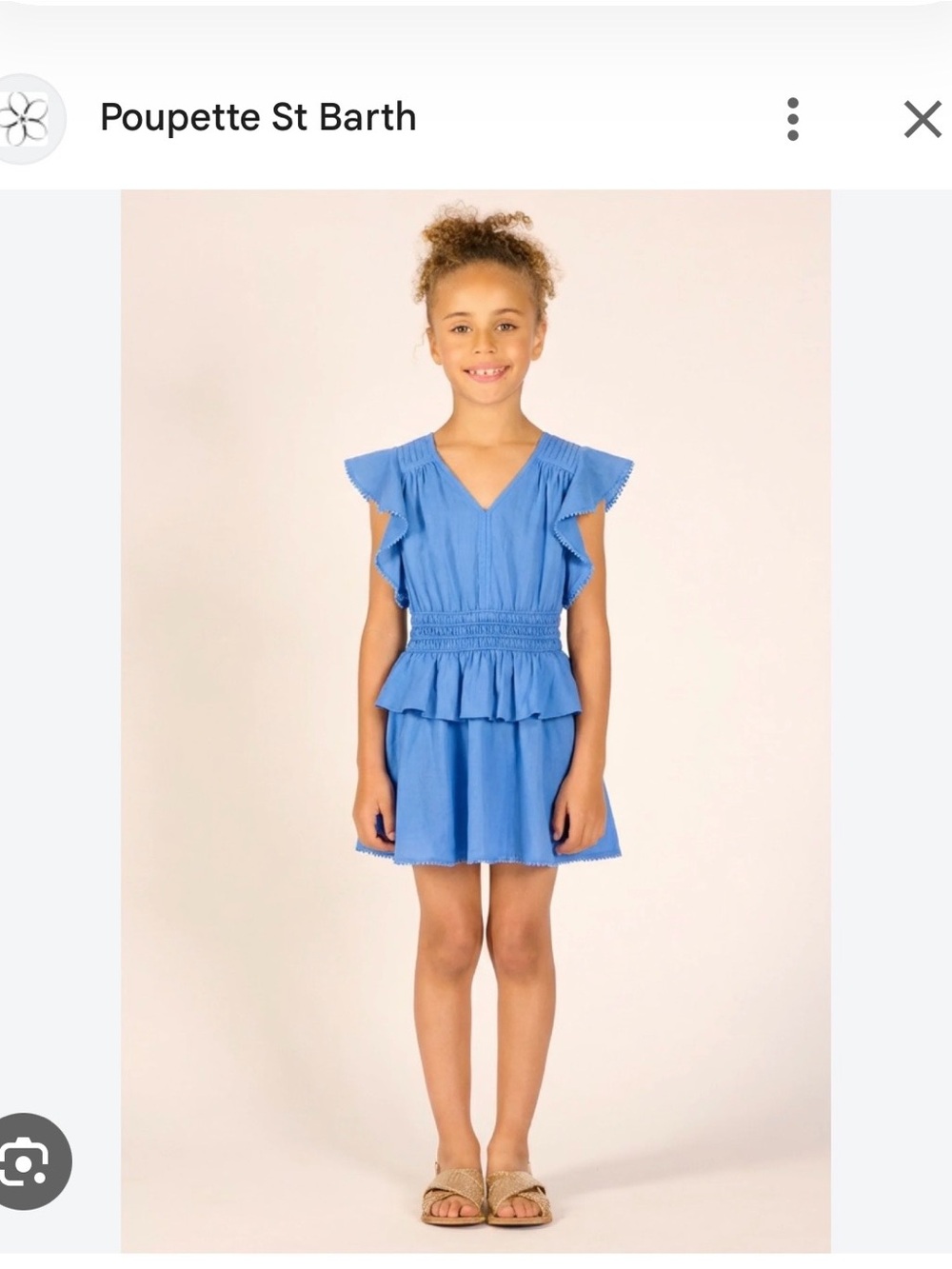 Poupette St. Barth Girls Periwinkle Blue Ruffle Cotton Dress